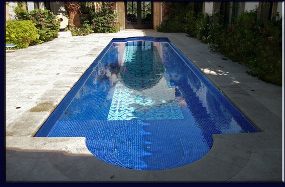 A photo of a fabulous all tile entry way pool